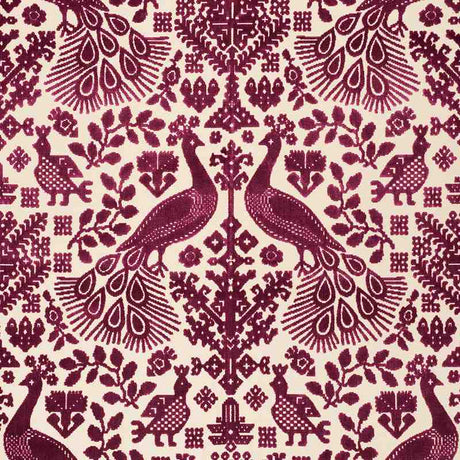 Schumacher Pavone Velvet Garnet 72972 Cut and Patterned Velvets Collection Indoor Upholstery Fabric