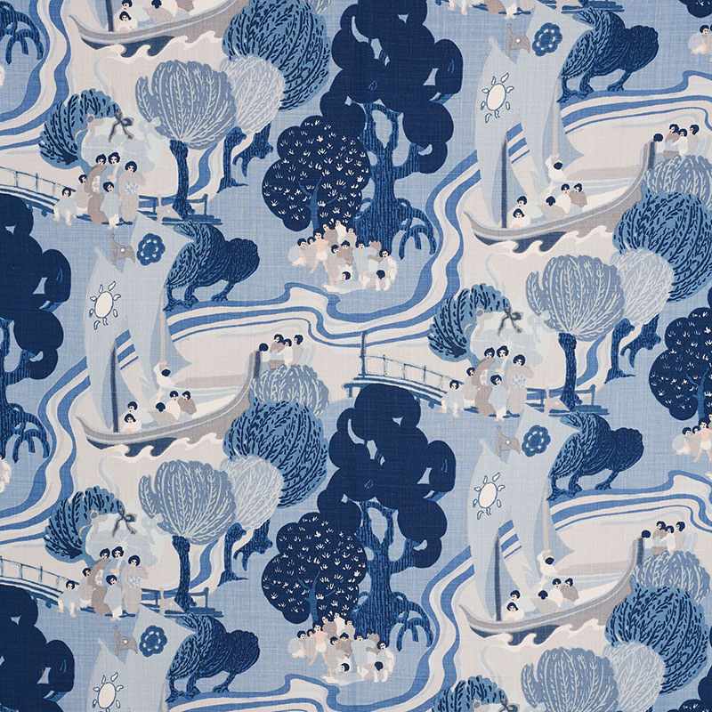 Schumacher Pearl River Blues 173065 Schumacher Classics Collection Indoor Upholstery Fabric