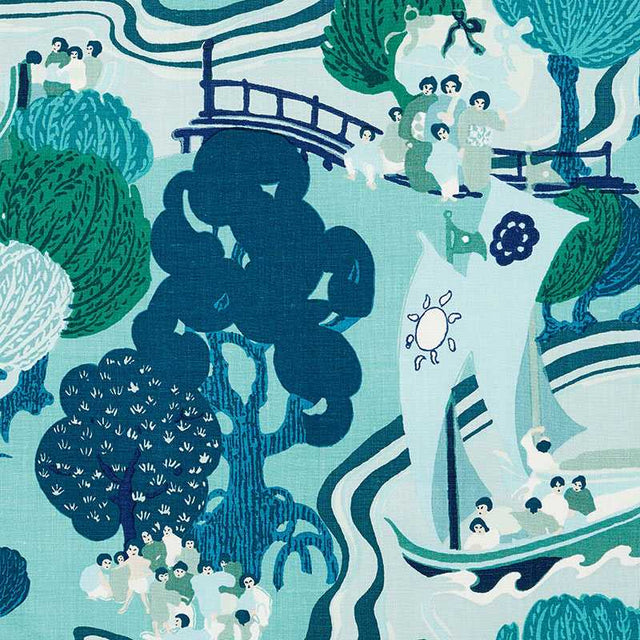 Schumacher Pearl River Sea 173063 Schumacher Classics Collection Indoor Upholstery Fabric