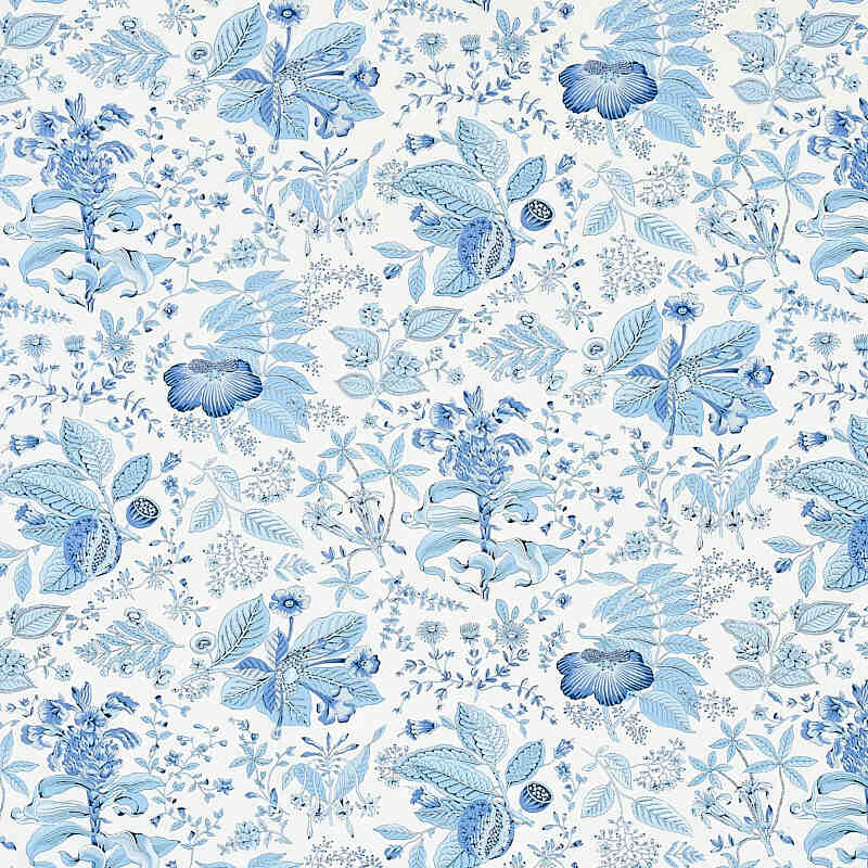 Schumacher Pomegranate Botanical Blue 178124 Schumacher Classics Collection Indoor Upholstery Fabric