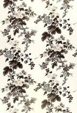 Schumacher Pyne Hollyhock Print Charcoal 174450 Schumacher Classics Collection Upholstery Fabric