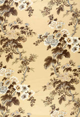 Schumacher Pyne Hollyhock Print Tobacco 174451 Schumacher Classics Collection Upholstery Fabric