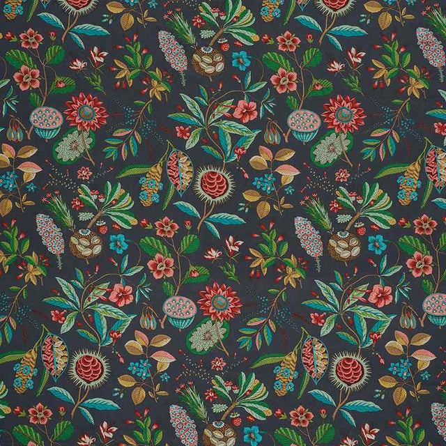 Schumacher Roca Redonda Carbon and Multi 178772 Schumacher Classics Collection Indoor Upholstery Fabric