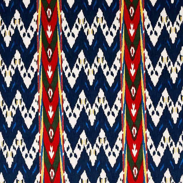 Schumacher Samar Ikat Velvet Blue 80242 Cut and Patterned Velvets Collection Indoor Upholstery Fabric
