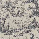 Schumacher Shengyou Toile Charcoal 175803 Schumacher Classics Collection Indoor Upholstery Fabric