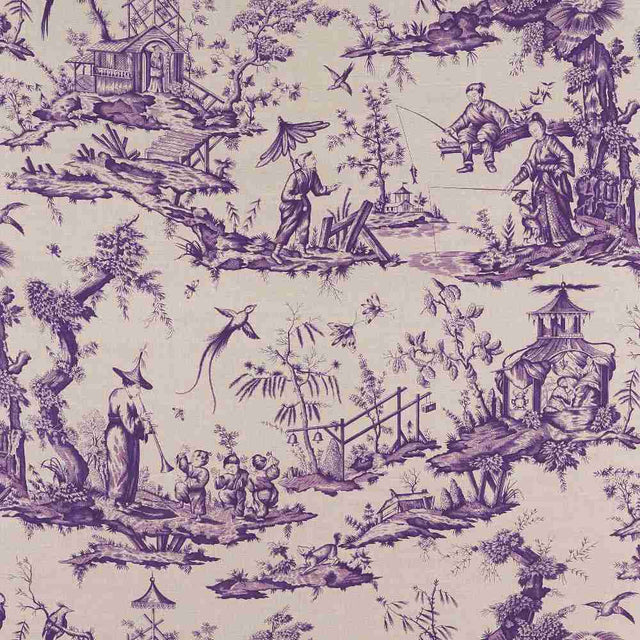 Schumacher Shengyou Toile Iris 175801 Schumacher Classics Collection Indoor Upholstery Fabric