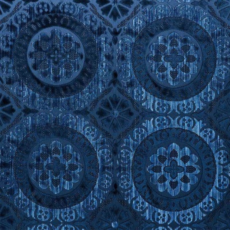 Schumacher Suzani Strie Velvet Sapphire 77640 Cut and Patterned Velvets Collection Indoor Upholstery Fabric