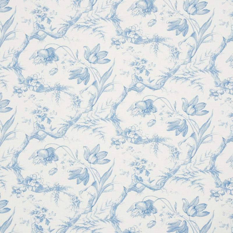 Schumacher Toile De Fleurs Delft 177400 Schumacher Classics Collection Indoor Upholstery Fabric