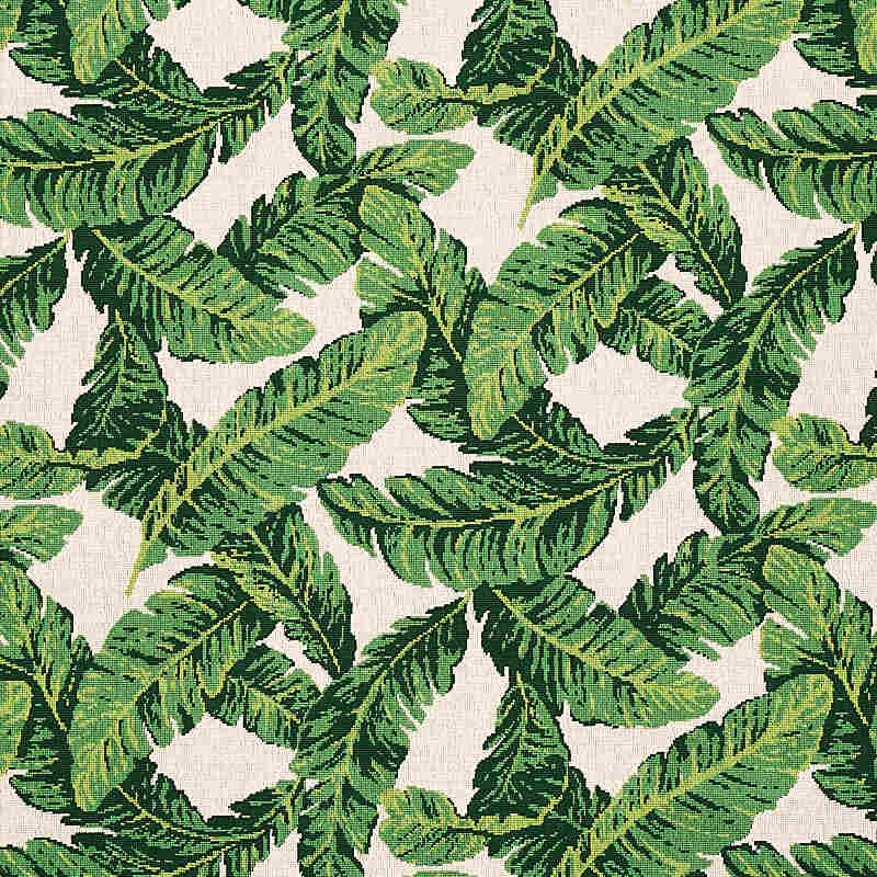 Schumacher Tropical Leaf Epingle Green and Ivory 80090 Cut and Patterned Velvets Collection Indoor Upholstery Fabric