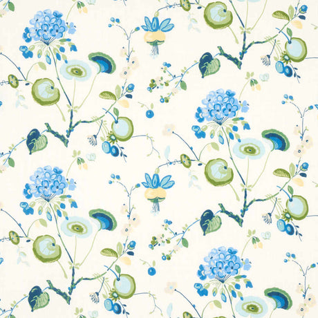Schumacher Vasily Linen Green And Blue 180081 Schumacher Classics Collection Indoor Upholstery Fabric