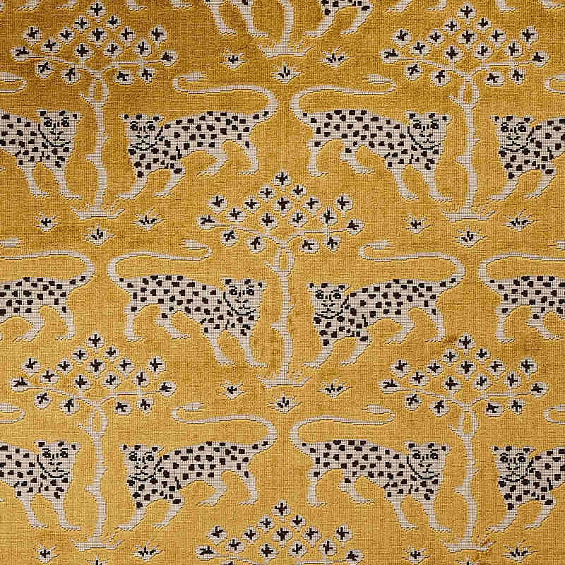 Schumacher Woodland Leopard Velvet Gold 80081 Cut and Patterned Velvets Collection Indoor Upholstery Fabric