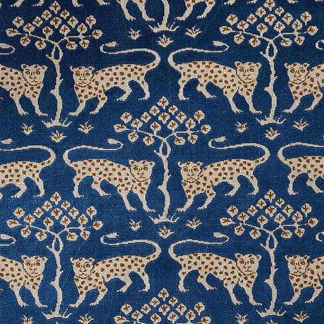 Schumacher Woodland Leopard Velvet Sapphire 80082 Cut and Patterned Velvets Collection Indoor Upholstery Fabric