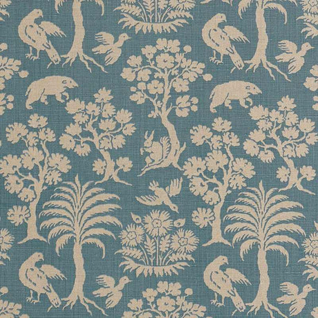 Schumacher Woodland Silhouette Cadet 176174 Schumacher Classics Collection Indoor Upholstery Fabric