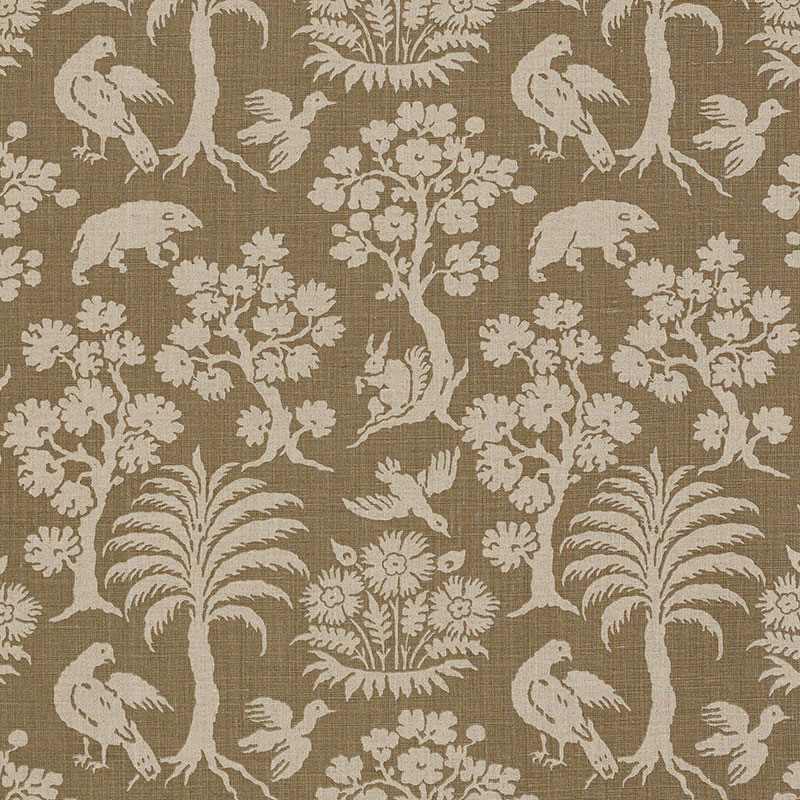 Schumacher Woodland Silhouette Mocha 176172 Schumacher Classics Collection Indoor Upholstery Fabric