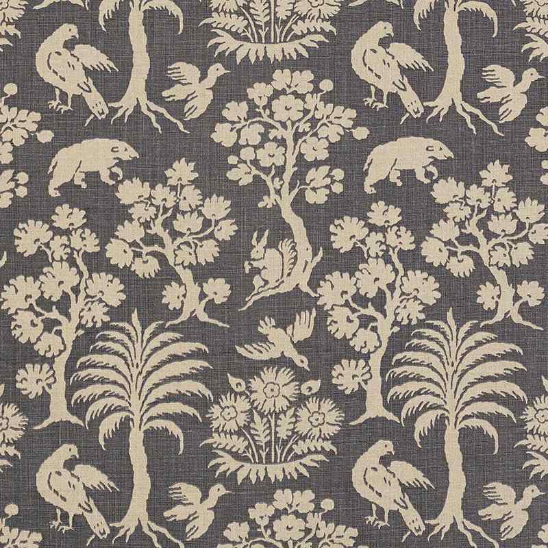 Schumacher Woodland Silhouette Steel 176175 Schumacher Classics Collection Indoor Upholstery Fabric
