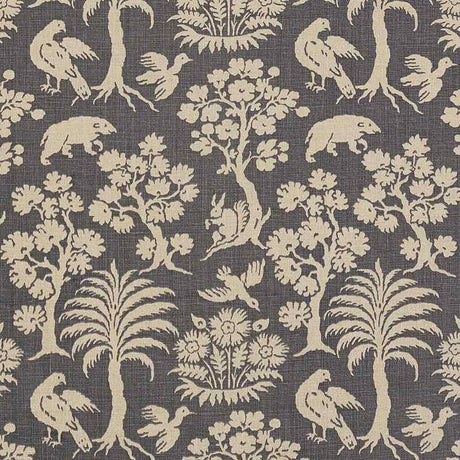 Schumacher Woodland Silhouette Steel 176175 Schumacher Classics Collection Indoor Upholstery Fabric