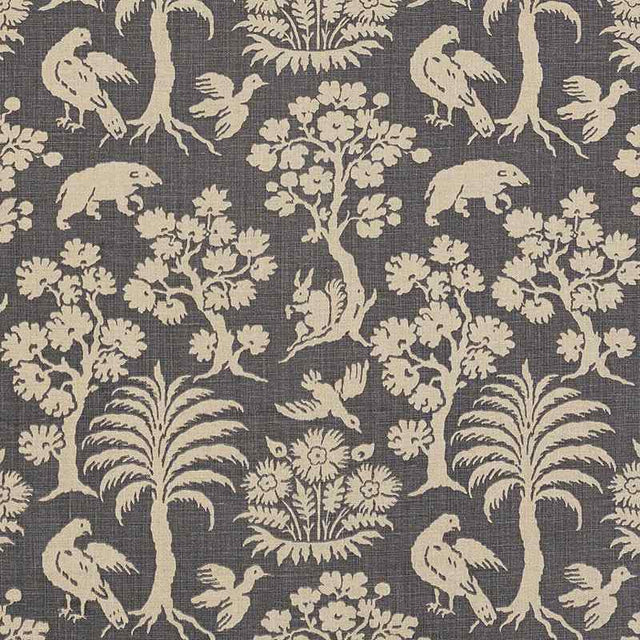 Schumacher Woodland Silhouette Steel 176175 Schumacher Classics Collection Indoor Upholstery Fabric