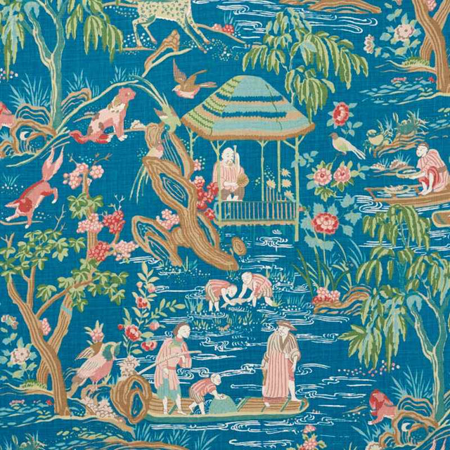 Schumacher Yangtze River Peacock 176775 Schumacher Classics Collection Indoor Upholstery Fabric