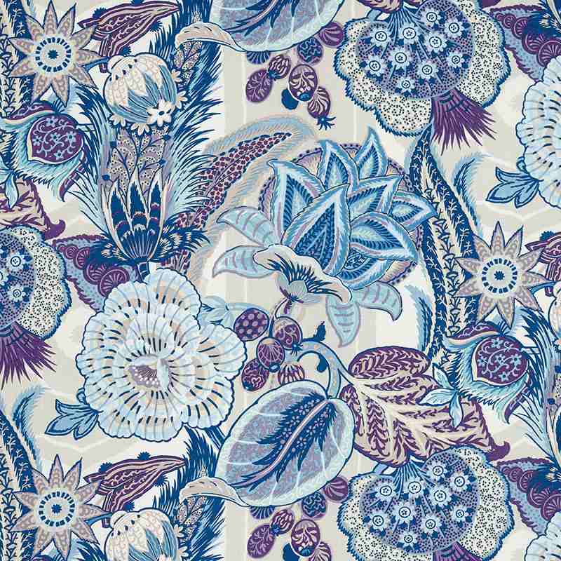 Schumacher Zanzibar Linen Print Hyacinth 173523 Schumacher Classics Collection Indoor Upholstery Fabric