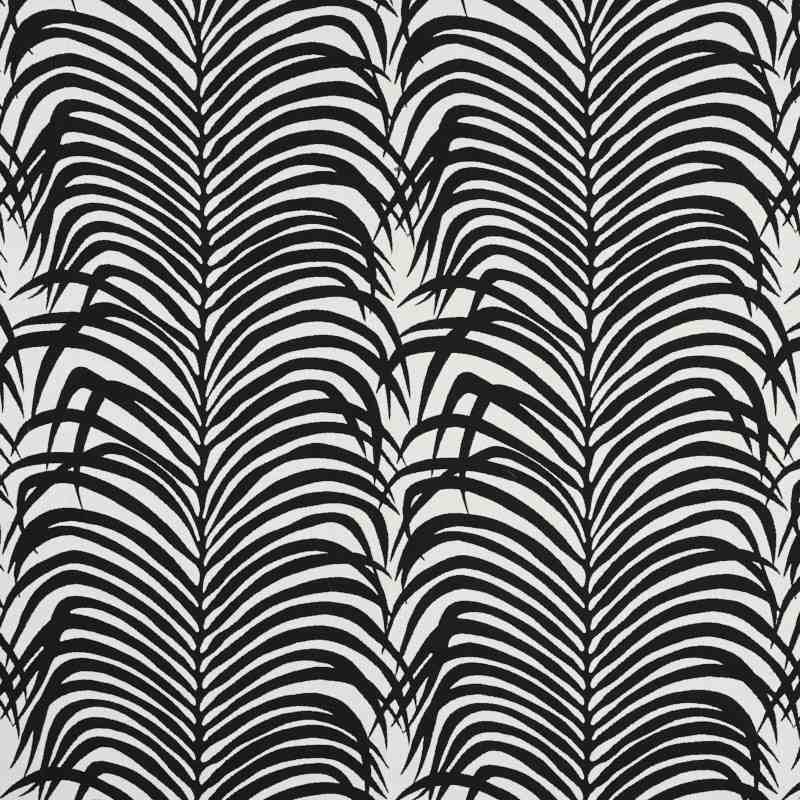 Schumacher Zebra Palm Black 73173 Indoor / Outdoor Prints and Wovens Collection Upholstery Fabric