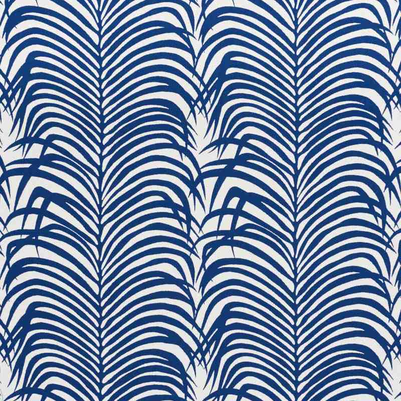 Schumacher Zebra Palm Navy 73170 Indoor / Outdoor Prints and Wovens Collection Upholstery Fabric