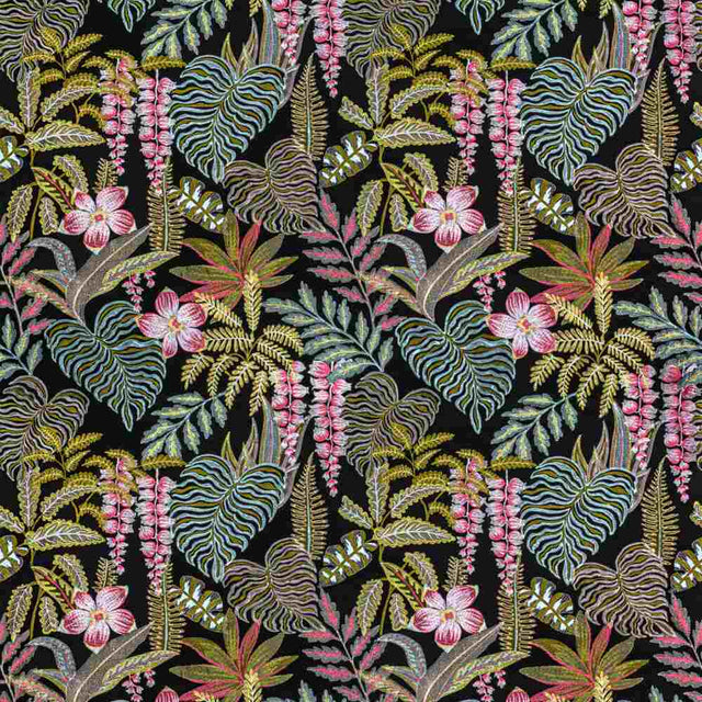 Sample of Stout Tropicale Black 7806-10 Bassett McNab Collection Multipurpose Fabric