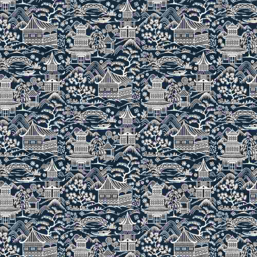 Sample of Stout Upsala Navy 1 Rainbow Library Collection Multipurpose Fabric