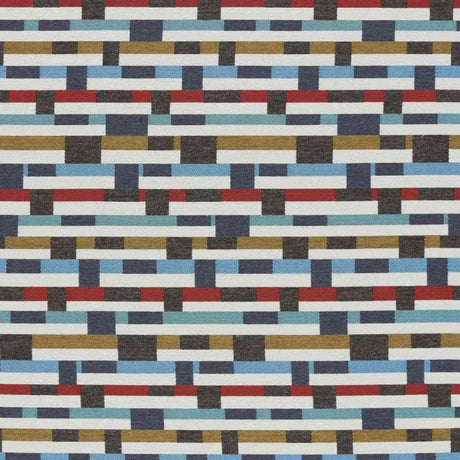 Sample of Sunbrella by Mayer Metal Strips Regatta 434-004 Vollis Simpson Collection Upholstery Fabric