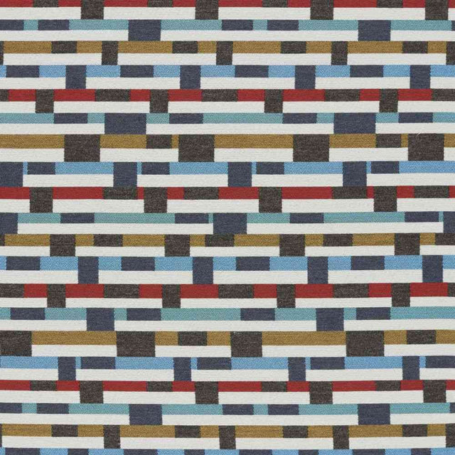 Sample of Sunbrella by Mayer Metal Strips Regatta 434-004 Vollis Simpson Collection Upholstery Fabric