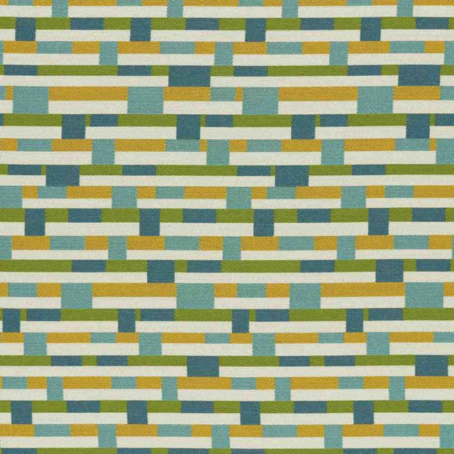 Sample of Sunbrella by Mayer Metal Strips Springtime 434-003 Vollis Simpson Collection Upholstery Fabric