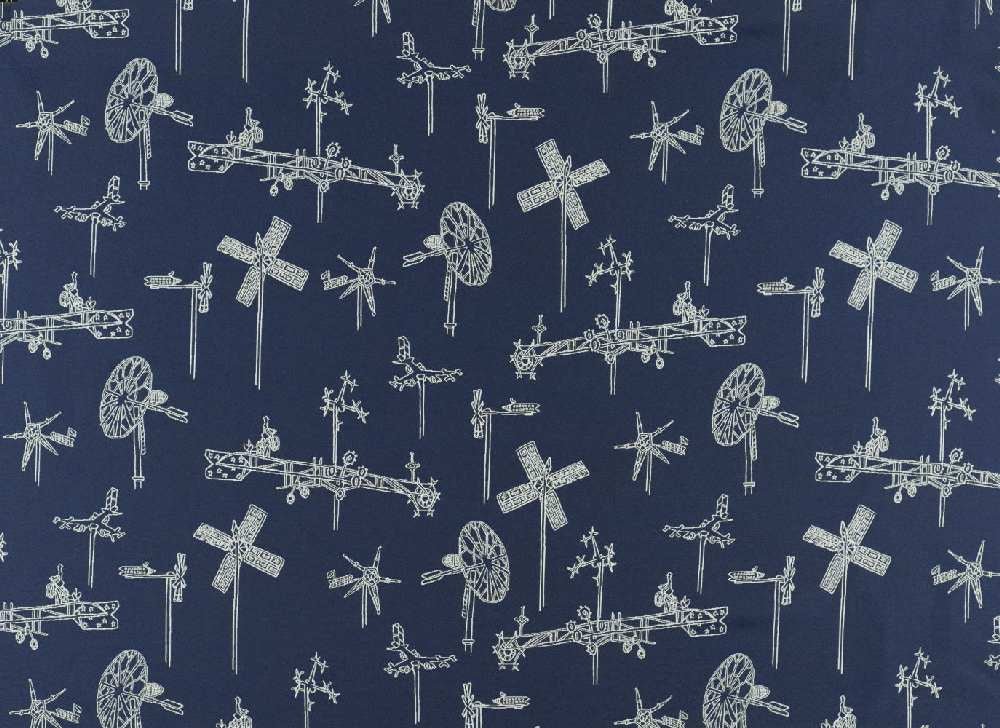 Sample of Sunbrella by Mayer Whirligig Navy 431-004 Vollis Simpson Collection Upholstery Fabric