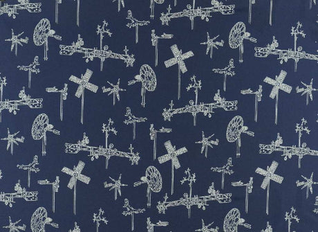 Sample of Sunbrella by Mayer Whirligig Navy 431-004 Vollis Simpson Collection Upholstery Fabric