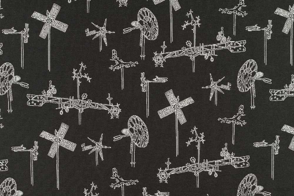 Sample of Sunbrella by Mayer Whirligig Onyx 431-006 Vollis Simpson Collection Upholstery Fabric