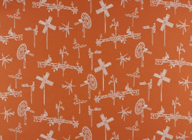 Sample of Sunbrella by Mayer Whirligig Tangerine 431-009 Vollis Simpson Collection Upholstery Fabric