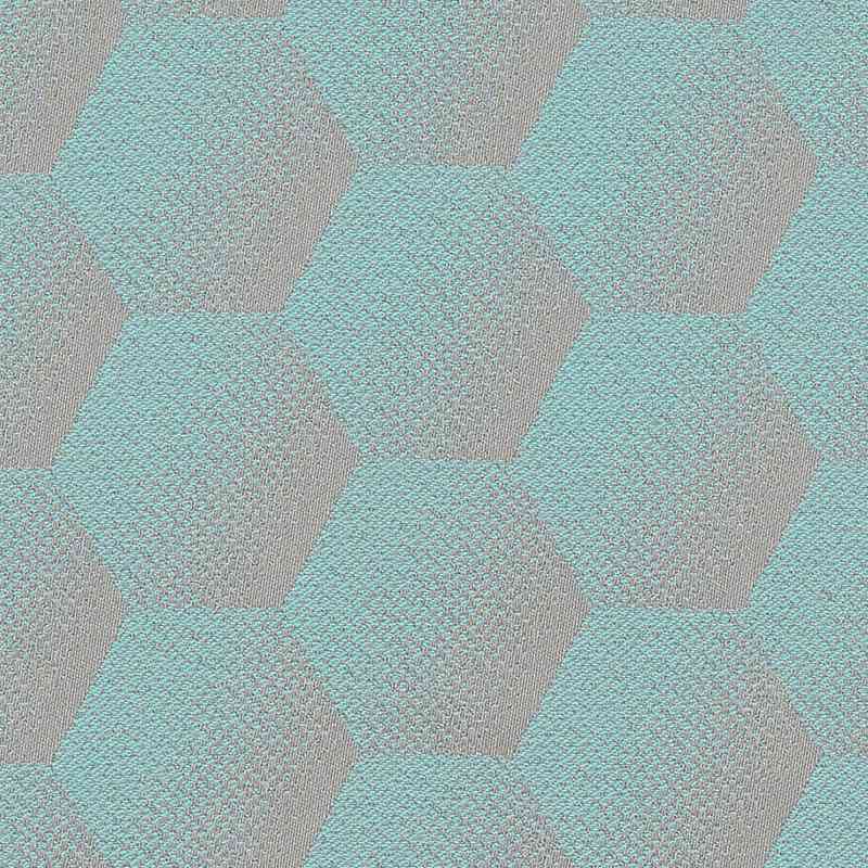 Sample of Sunbrella Hexagon Agua HEX J205 140 European Collection Upholstery Fabric