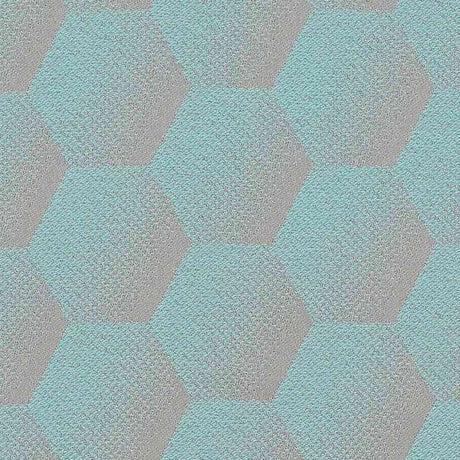 Sample of Sunbrella Hexagon Agua HEX J205 140 European Collection Upholstery Fabric