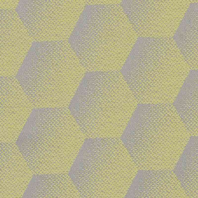 Sample of Sunbrella Hexagon Lemon HEX J207 140 European Collection Upholstery Fabric