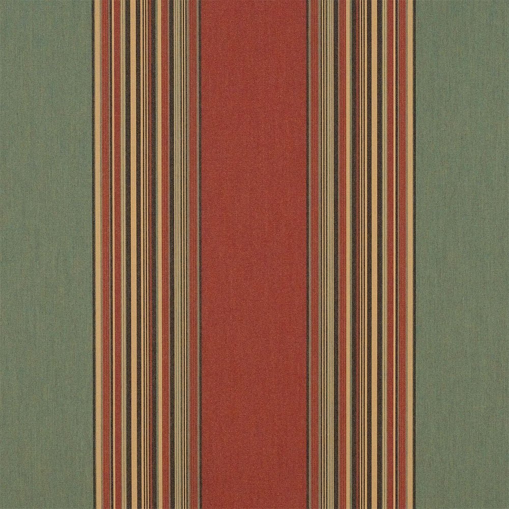 Sample of Sunbrella Vintage Henna / Fern 4969-0000 46-Inch Stripes Awning / Shade Fabric