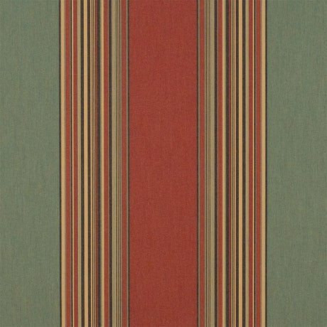 Sample of Sunbrella Vintage Henna / Fern 4969-0000 46-Inch Stripes Awning / Shade Fabric