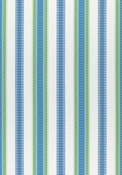 Thibaut Samba Stripe Royal Blue and Green W74670 Festival Collection Upholstery Fabric