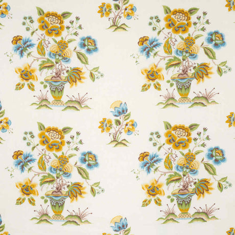 Schumacher Ashford Linen Ochre And Sky 180042 Schumacher Classics Collection Indoor Upholstery Fabric