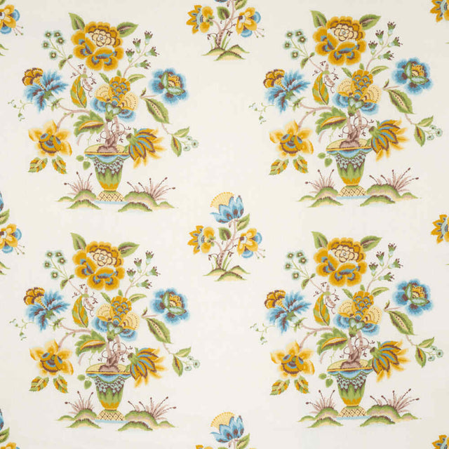 Schumacher Ashford Linen Ochre And Sky 180042 Schumacher Classics Collection Indoor Upholstery Fabric