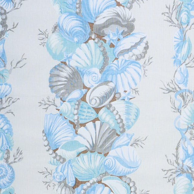 Schumacher Bedolina Chintz Blue and Grey 178780 Schumacher Classics Collection Indoor Upholstery Fabric