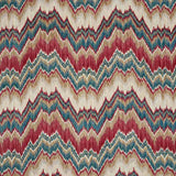 Schumacher Bezique Flamestitch Velvet Red and Peacock 78790 Cut and Patterned Velvets Collection Indoor Upholstery Fabric