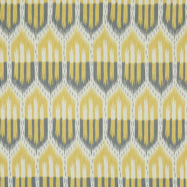 Schumacher Bukhara Ikat Citrine and Smoke 176081 Ikat Collection Indoor Upholstery Fabric