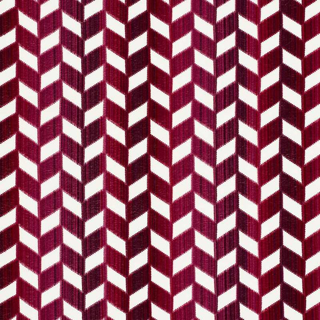Schumacher Chevron Strie Velvet Garnet 72812 Cut and Patterned Velvets Collection Indoor Upholstery Fabric
