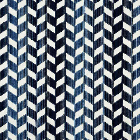 Schumacher Chevron Strie Velvet Lapis 72811 Cut and Patterned Velvets Collection Indoor Upholstery Fabric