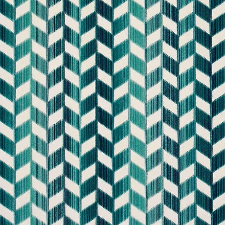 Schumacher Chevron Strie Velvet Peacock 72813 Cut and Patterned Velvets Collection Indoor Upholstery Fabric