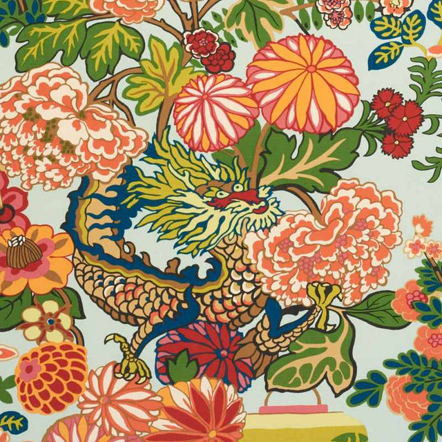 Schumacher Chiang Mai Aquamarine 177310 Indoor / Outdoor Prints and Wovens Collection Upholstery Fabric