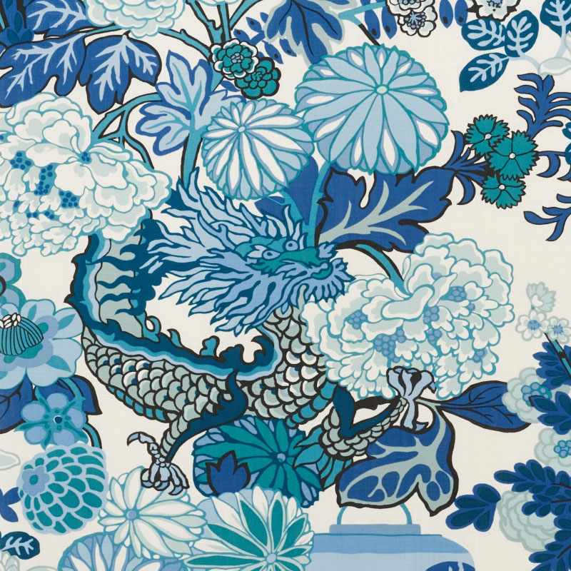 Schumacher Chiang Mai China Blue 177311 Indoor / Outdoor Prints and Wovens Collection Upholstery Fabric
